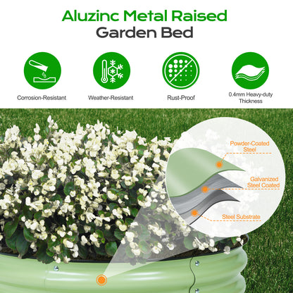 31.5" Tall 2-In-1 Modular Oval Metal Raised Garden Bed Kit - 63"x32"