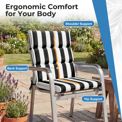 39x20x2.4 inch Outdoor Chair Cushions, Black Stripe
