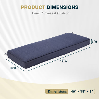 46x18x3 inch Patio Bench Cushion - Dark Blue