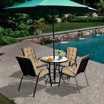 Tufted Outdoor High Back Chair Cushions Patio Replacement Cushion, Brown