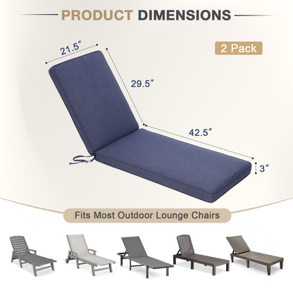 72x21x3 inch Patio Chaise Lounger Cushions Set of 2 - Dark Blue