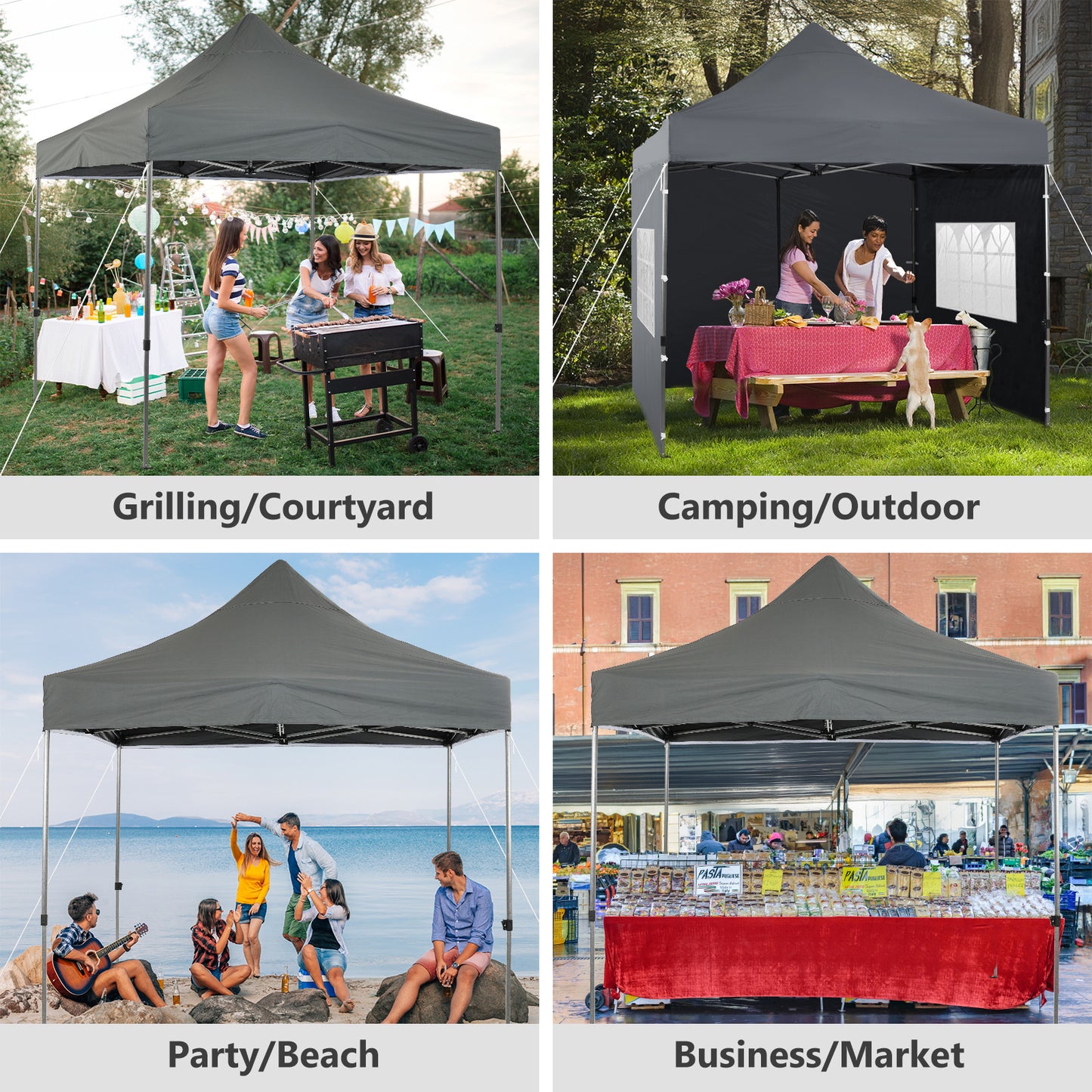 10x10 ft. Pop Up Canopy Tent with Windows Sidewalls and Wheeled Bag