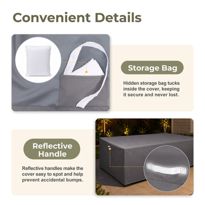 Outdoor Patio Furniture Set Cover, Gray, Rectangular