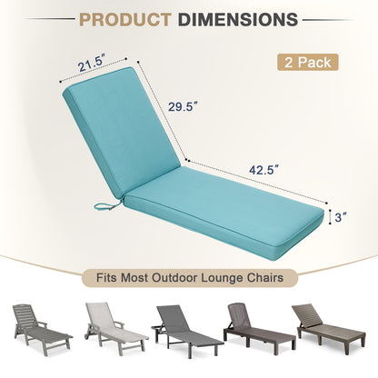 72x21x3 inch Patio Chaise Lounger Cushions Set of 2 - Blue