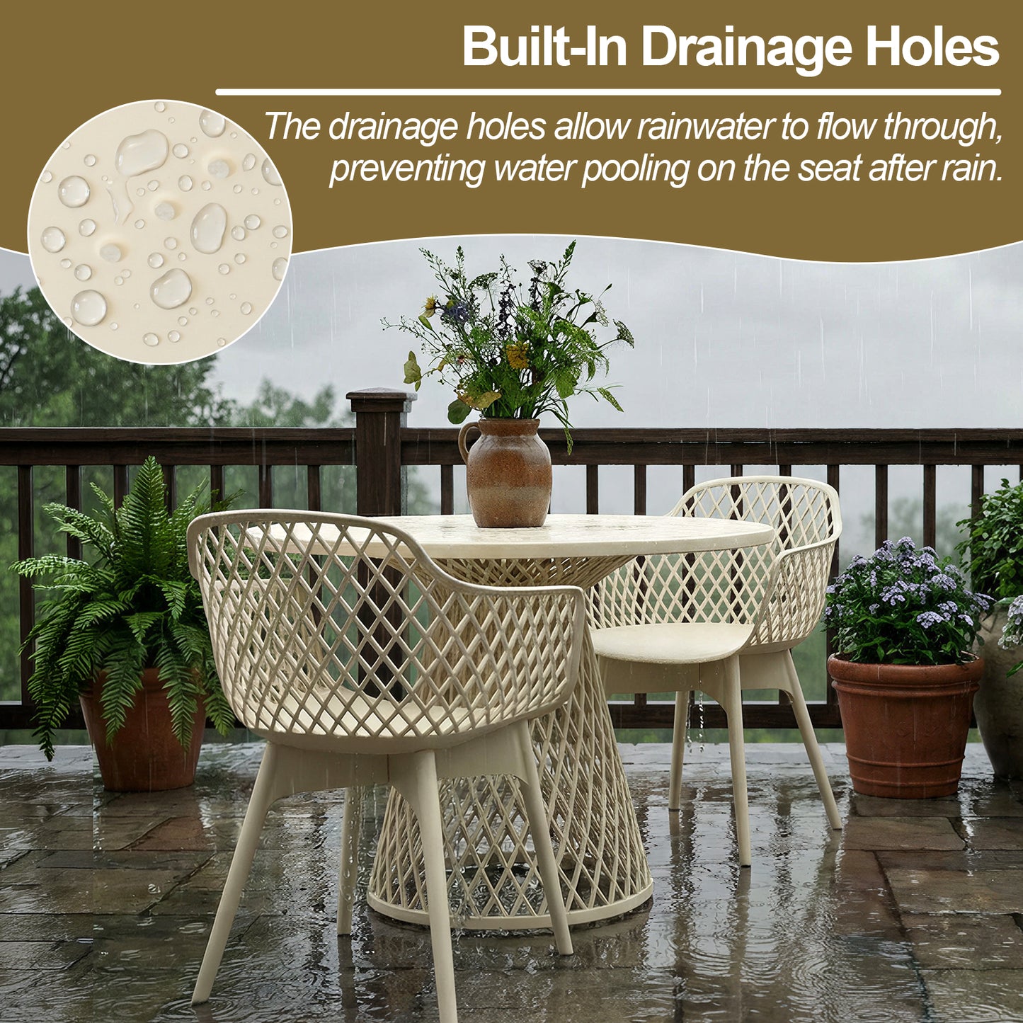 Modern Dining Chairs Set, Weather-Resistant Plastic Cafe Chairs