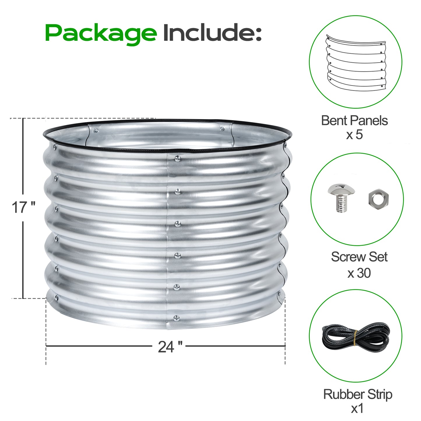 17" Tall 24" Metal Raised Garden Bed Kit, Set of 2