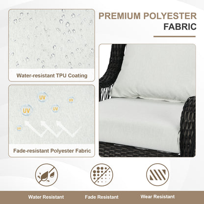 Waterproof Outdoor Deep Seat Cushion Set with Adjustable Straps & Removable Cover - Light Gray