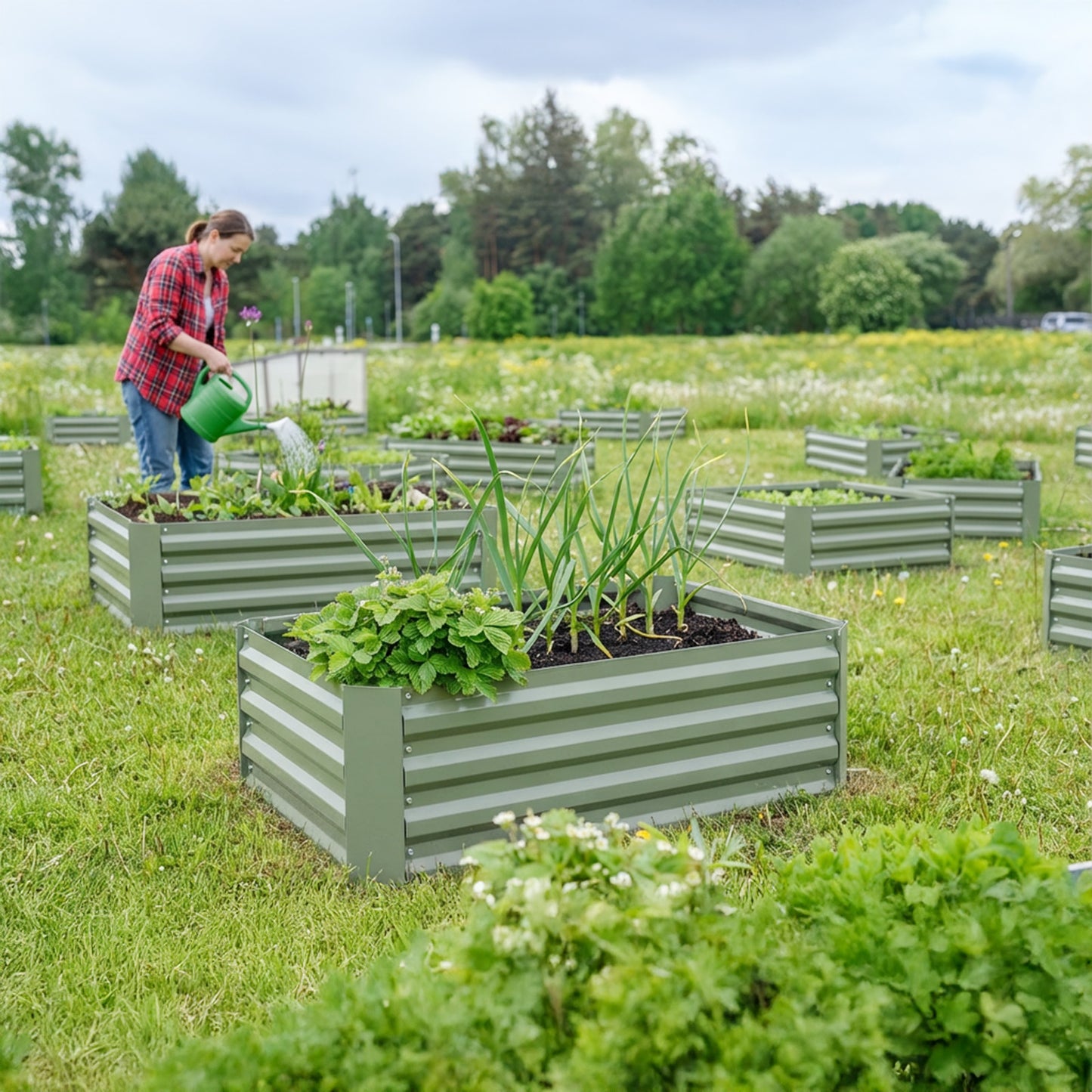 2-Pack 11" Tall Metal Raised Garden Bed, Galvanized Steel Planter Box - 3'x3'