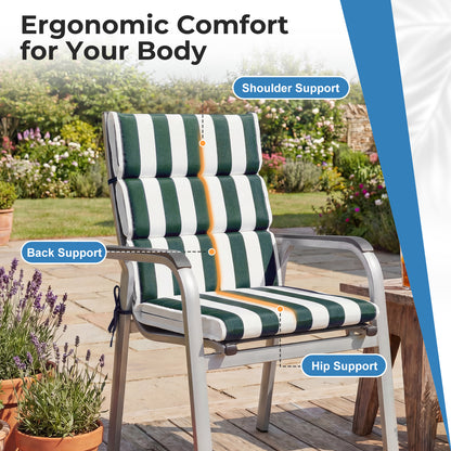 39x20x2.4 inch Outdoor Chair Cushions, Green Stripe