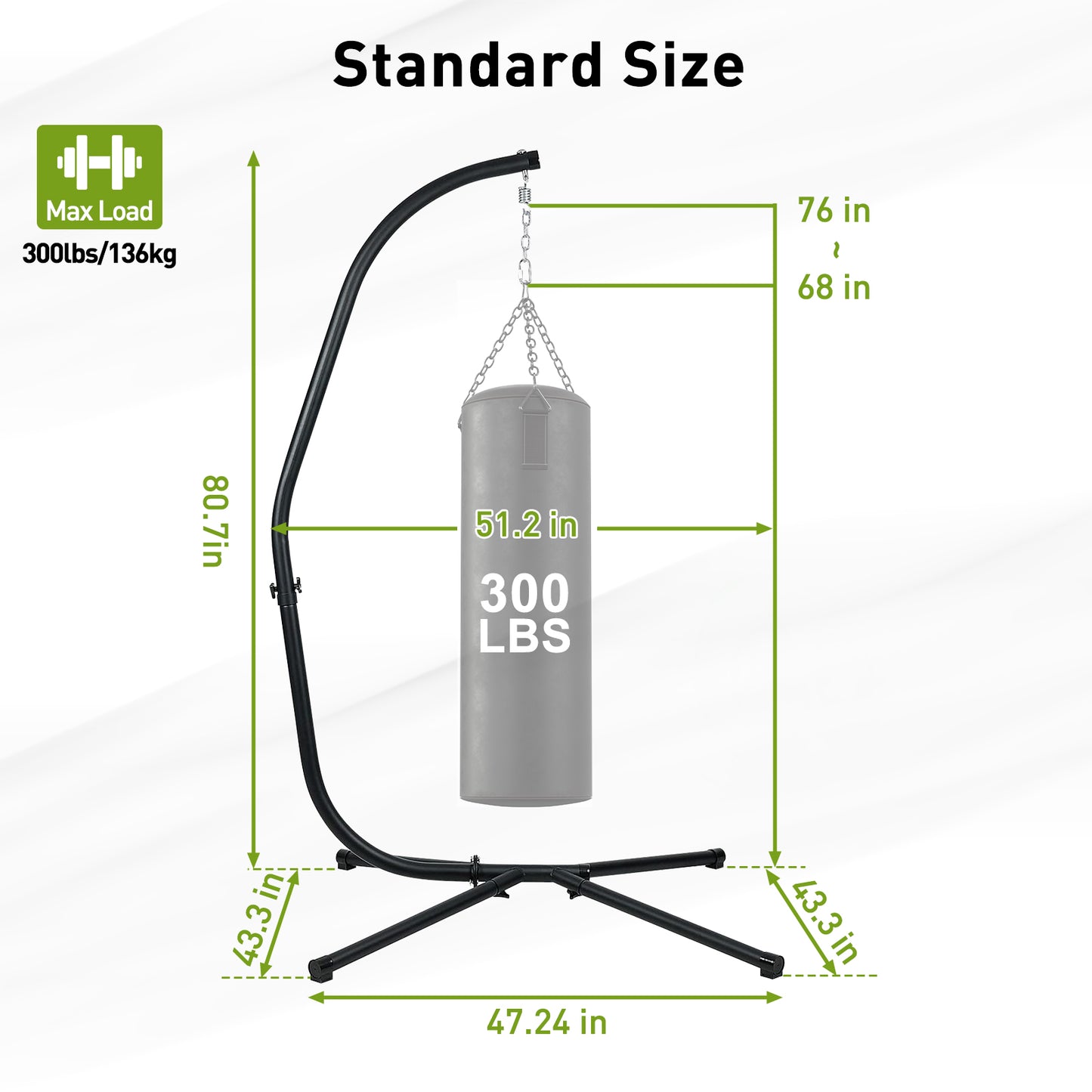 Hammock Steel Stand Only C-Stand - 300 Pound Capacity