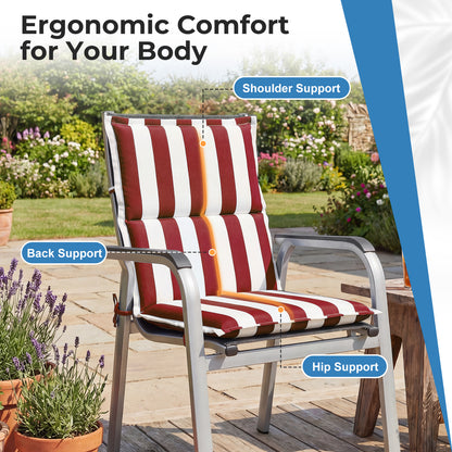 39x20x2.4 inch Outdoor Chair Cushions, Three-Section, Red Stripe