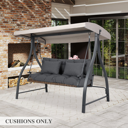 59" Tufted Porch Swing Cushions, Extra 5.1" Thick Outdoor Swing Bench Replacement Cushion with Backrest and 2 Pillows - Dark Gray
