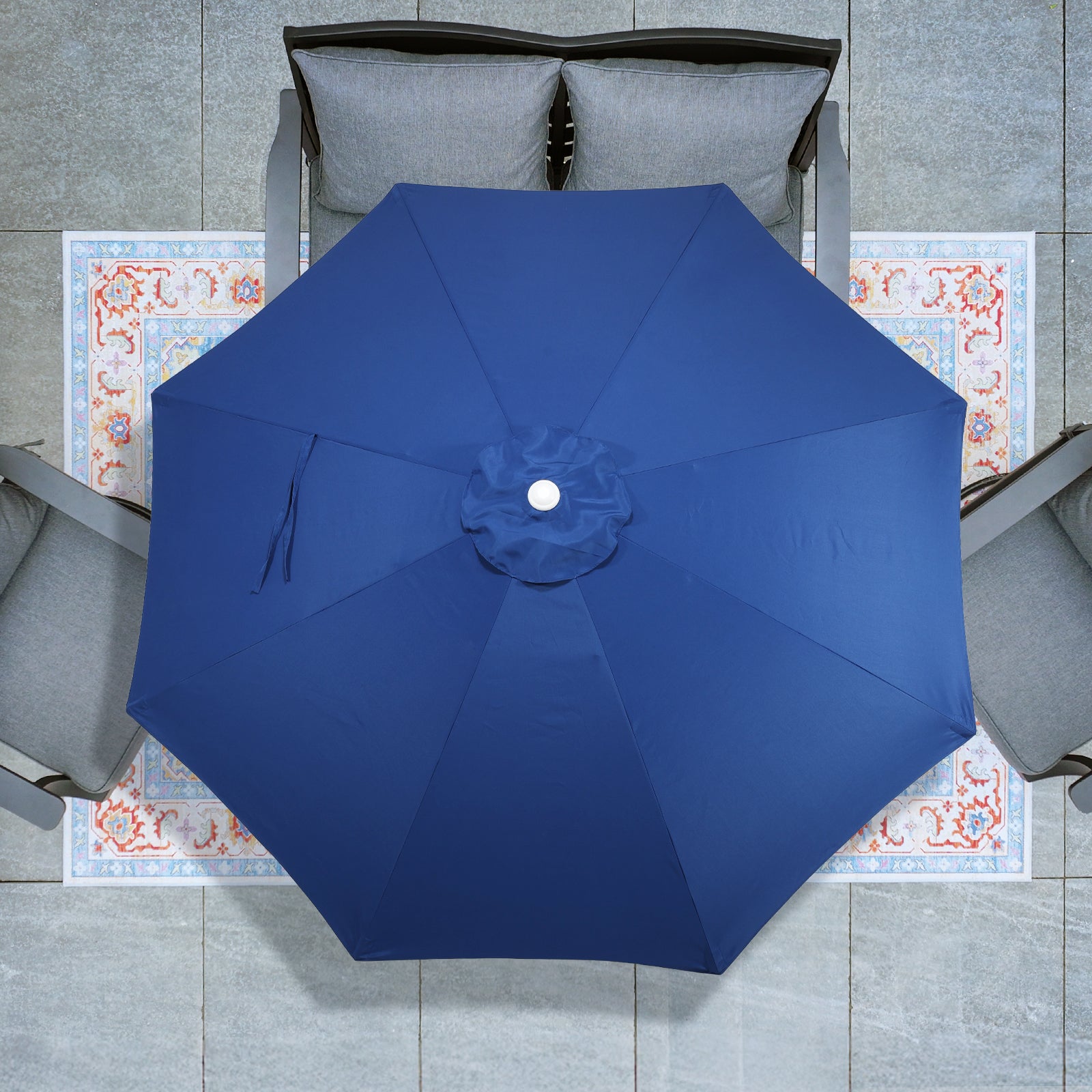 9 ft. Outdoor Patio Market Umbrella Aluminum Frame with Push Button Tilt Crank and 8 Steel Ribs