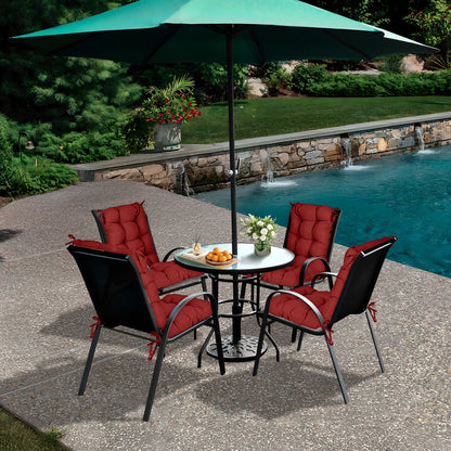 Tufted Outdoor High Back Chair Cushions Patio Replacement Cushion, Red