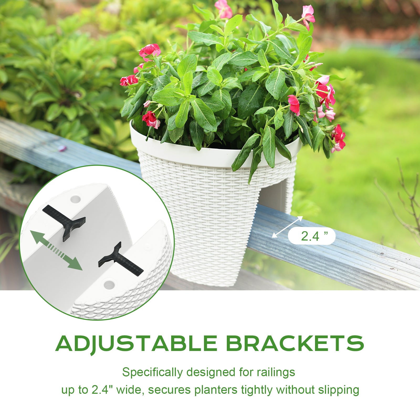 plant pots for railings 12" Rattan Pattern Railing Planters