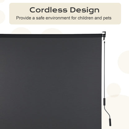 Aoodor 5% Openness Cordless Solar Fabric Roller Sun Shade for Outdoor Gazebo Pergola Porch, 95% UV Protection Gray Cordless Design