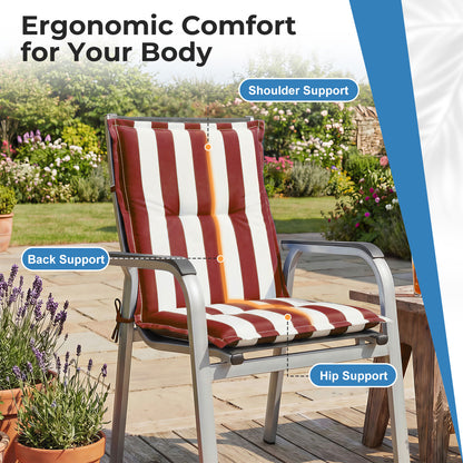 39x20x2.4 inch Outdoor Tufted Chair Cushions, Red Stripe