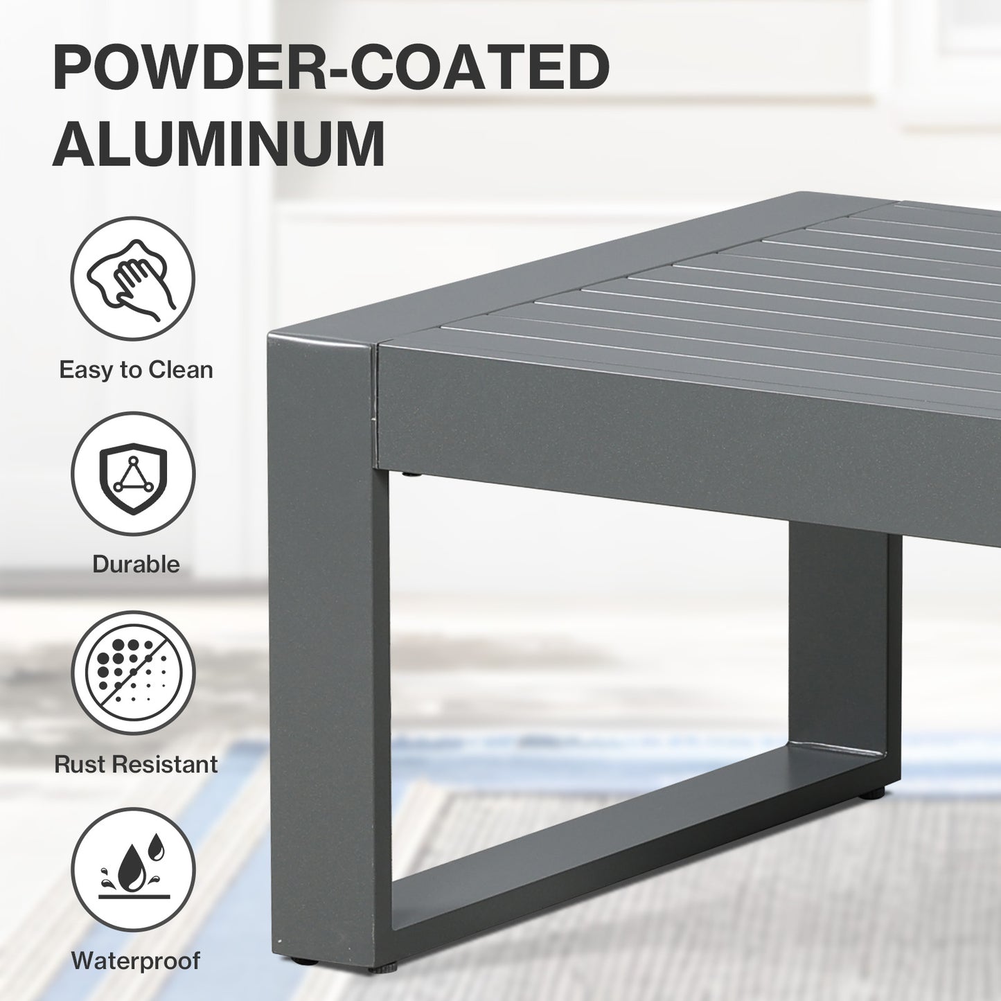 39.3x23x16 inch Aluminum Outdoor Coffee Table