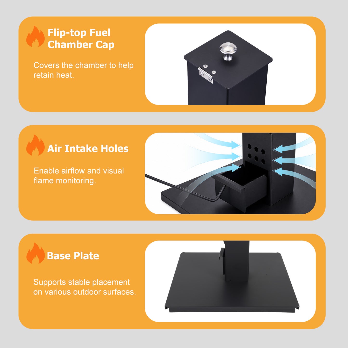 56 Inch Patio Pellet Heater Outdoor Smokeless Wood Pellet Burning Flame with Rain Cap and Viewing Window