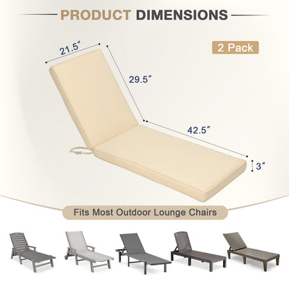 72x21x3 inch Patio Chaise Lounger Cushions Set of 2 - Beige