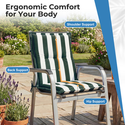 39x20x2.4 inch Outdoor Tufted Chair Cushions, Green Stripe