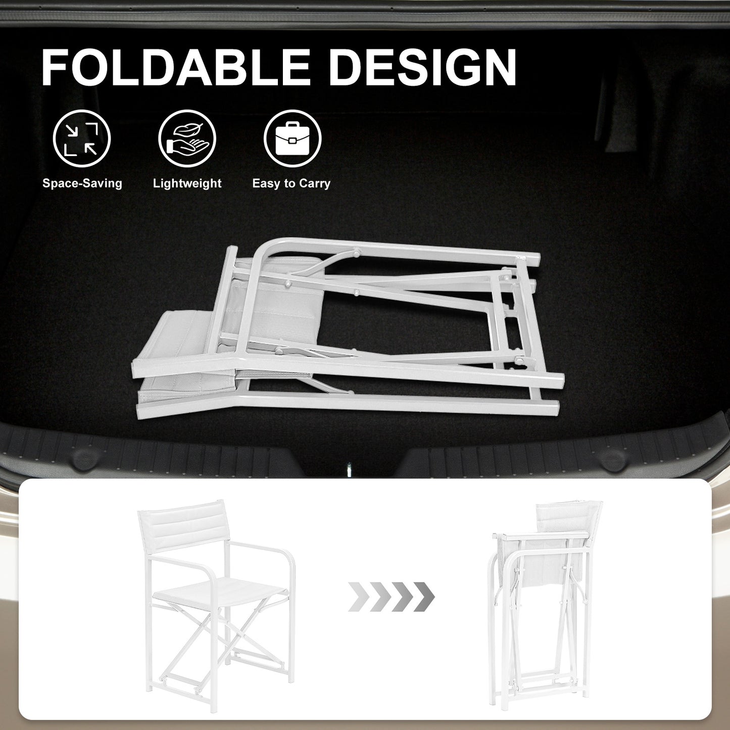 34(H) inch Outdoor Camping Chairs, Portable Patio Director's Chairs with Folding Aluminum Frame