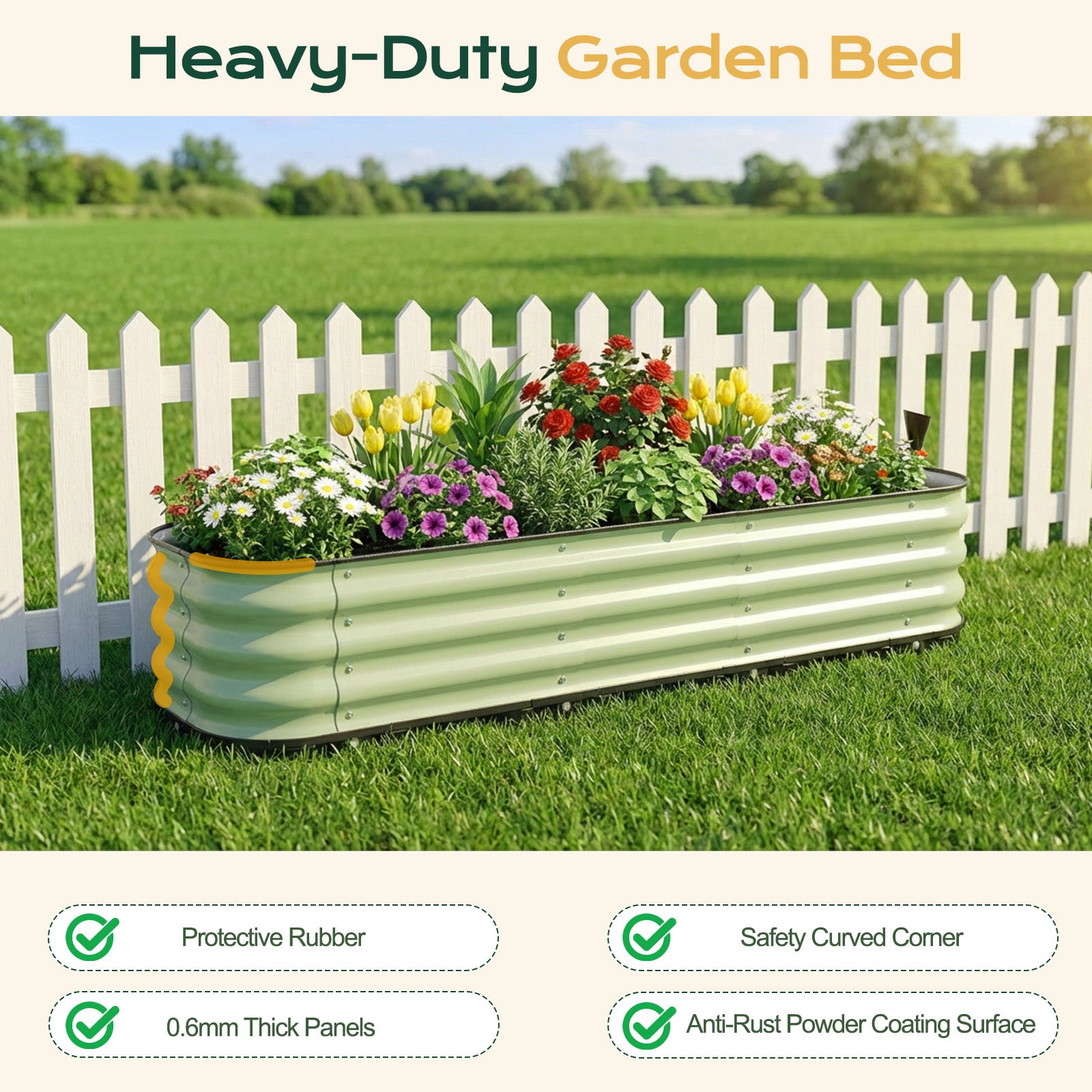 self watering galvanized planter Aoodor Beige Galvanized Steel Self-Watering Raised Garden Bed with Water Reservoir (63 in. L x 16.5 in. W x 11.2 in. H)