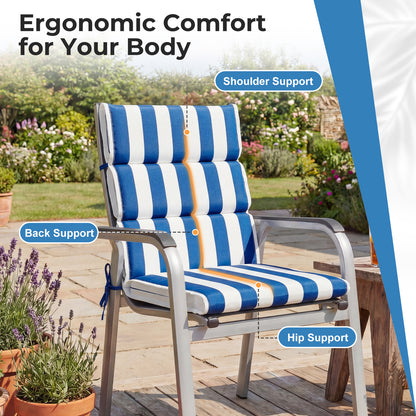 39x20x2.4 inch Outdoor Chair Cushions, Blue Stripe