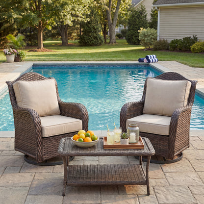 Premium Sunbrella Fabric Outdoor Patio Chair Cushions Set, Canvas Flax