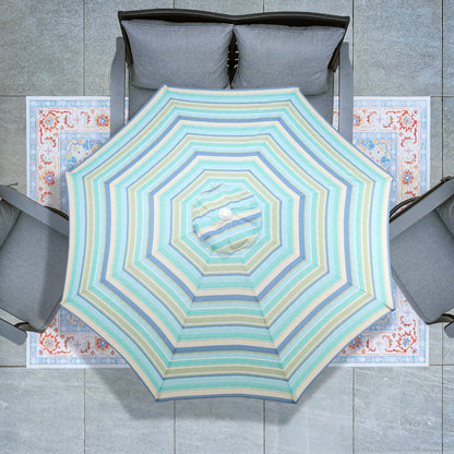 9 ft. Outdoor Patio Market Umbrella Aluminum Frame with Push Button Tilt Crank and 8 Steel Ribs