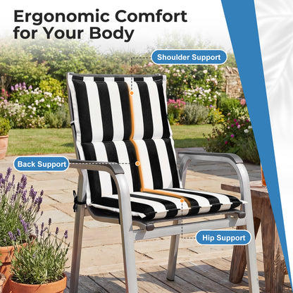 39x20x2.4 inch Outdoor Chair Cushions, Three-Section, Black Stripe