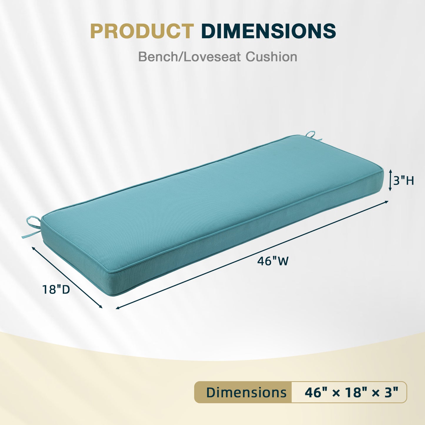 46x18x3 inch Patio Bench Cushion - Blue