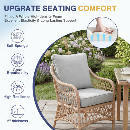 Outdoor Deep Seat Cushion Set, Patio Chair Back & Seat Cushions, Light Gray