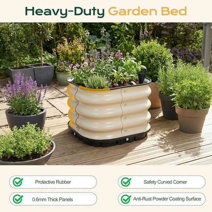 11" Tall Galvanized Raised Garden Bed, Self-Watering Planter Box - 16.5"x16.5"