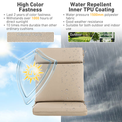 Outdoor Polyester High Back Dining Chair Cushion Set - Khaki