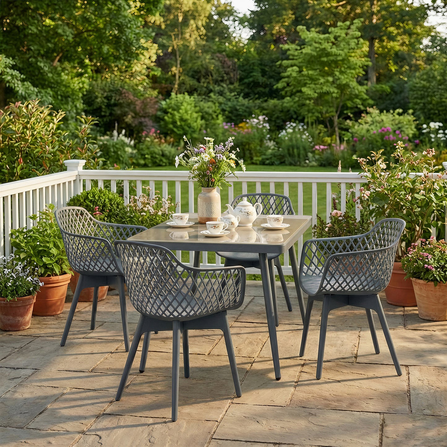 Modern Dining Chairs Set, Weather-Resistant Plastic Cafe Chairs