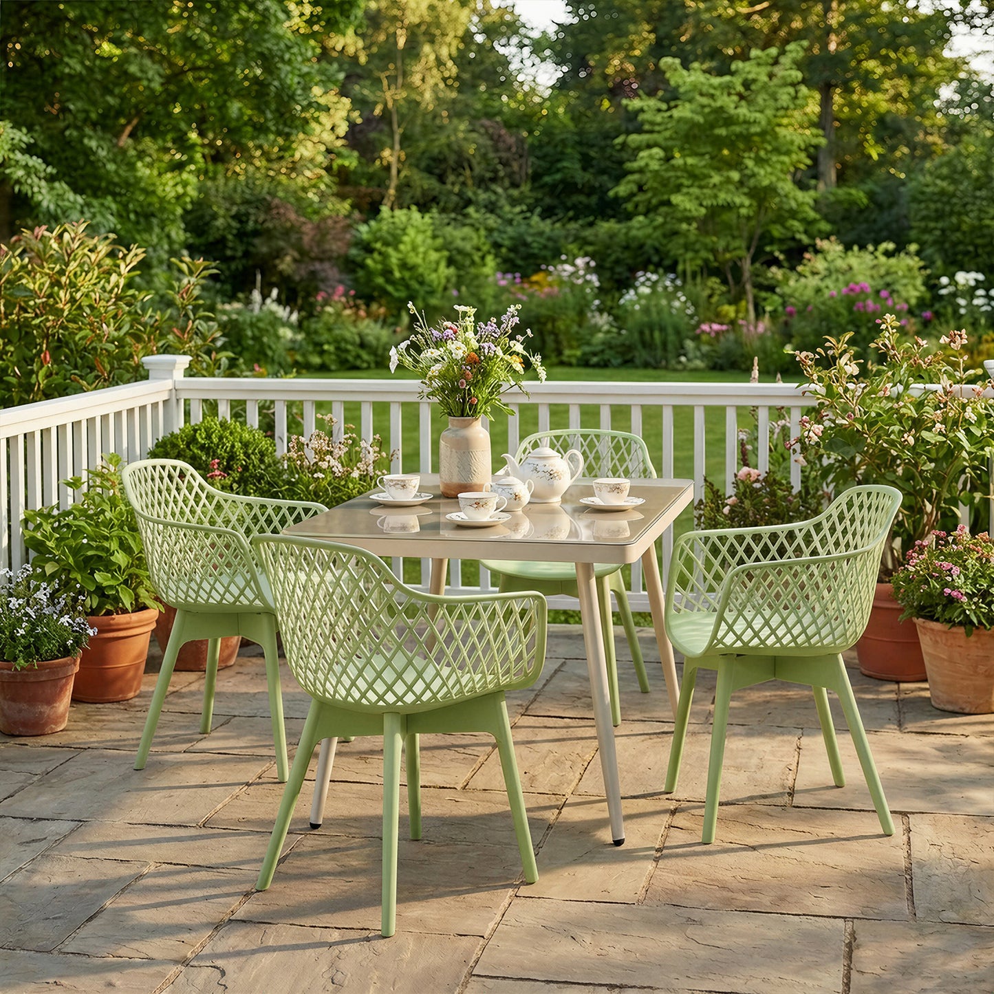 Modern Dining Chairs Set, Weather-Resistant Plastic Cafe Chairs