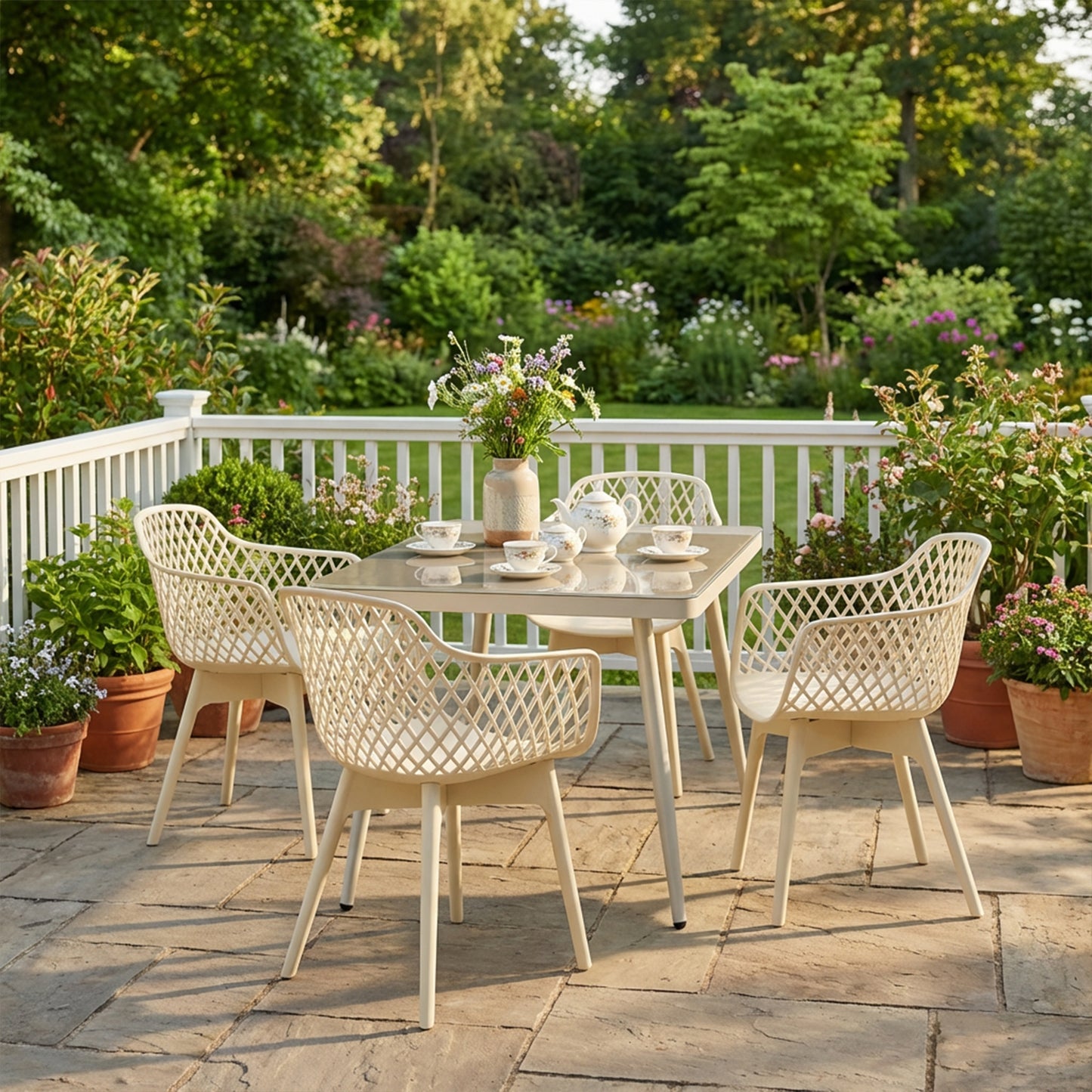 Modern Dining Chairs Set, Weather-Resistant Plastic Cafe Chairs