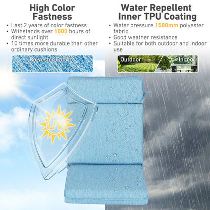 Outdoor High Back Dining Chair Cushion Set, Polyester Fabric, TPU Water Repellent Coating, Lake Blue
