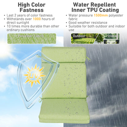 Outdoor High Back Dining Chair Cushion Set, Polyester Fabric, TPU Water Repellent Coating, Green