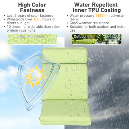 Outdoor High Back Dining Chair Cushion Set, Polyester Fabric, TPU Water Repellent Coating, Green