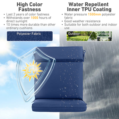 Outdoor Polyester High Back Dining Chair Cushion Set - Navy Blue
