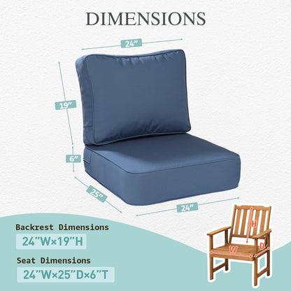 Premium Sunbrella Fabric Outdoor Patio Chair Cushions Set, Canvas Sapphire Blue