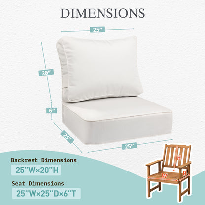 Premium Sunbrella Fabric Outdoor Patio Chair Cushions Set, Canvas Natural