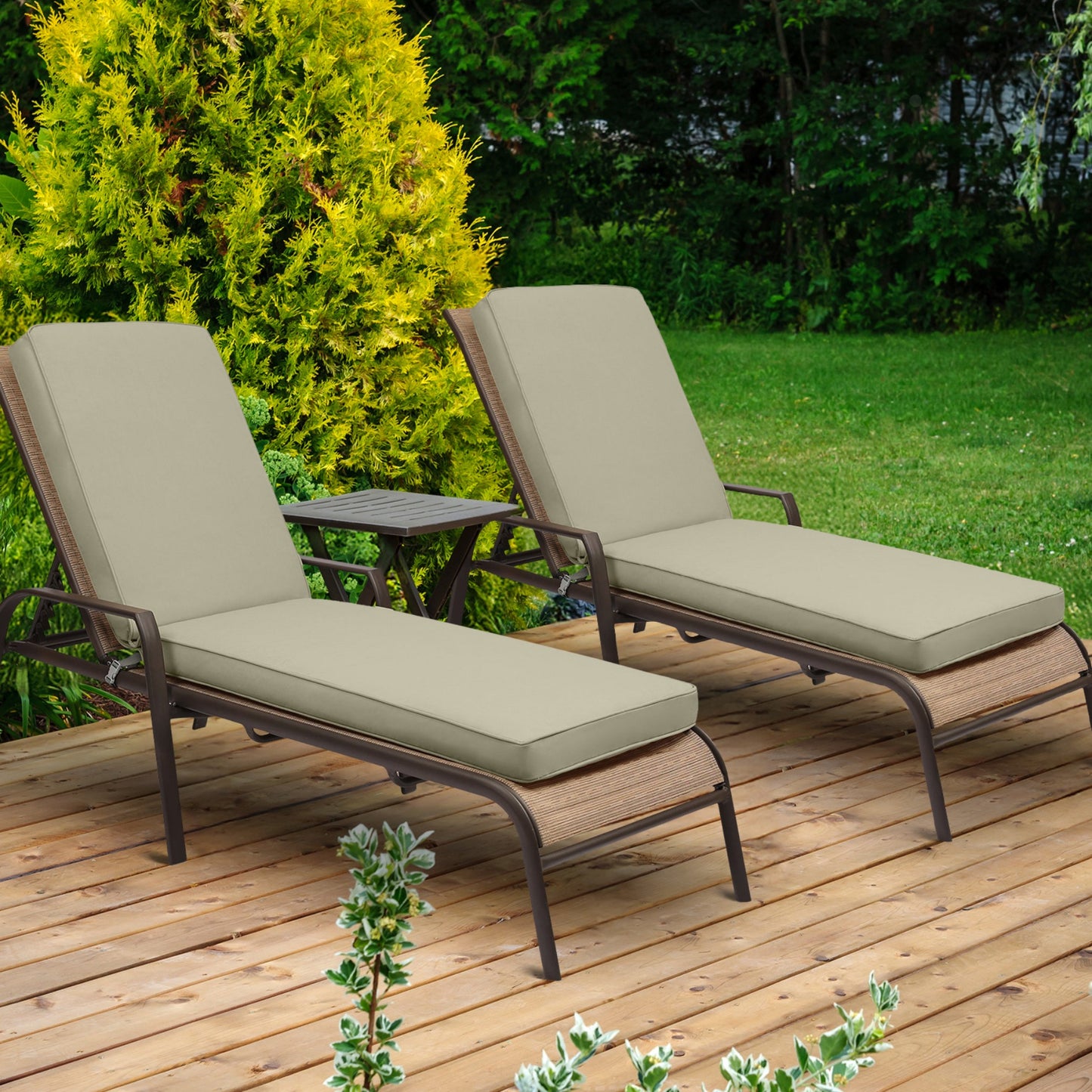 72x21x3 inch Patio Chaise Lounger Cushions Set of 2 - Brown