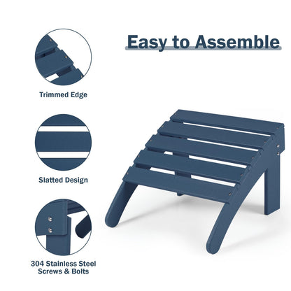 Outdoor Adirondack Ottoman, HDPE Adirondack Chair Ottoman