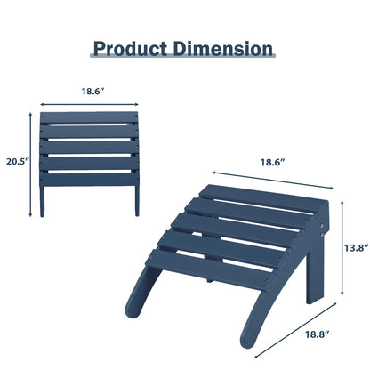 Outdoor Adirondack Ottoman, HDPE Adirondack Chair Ottoman