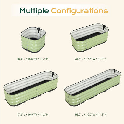 11" Tall Galvanized Raised Garden Bed, Self-Watering Planter Box - 16.5"x16.5"