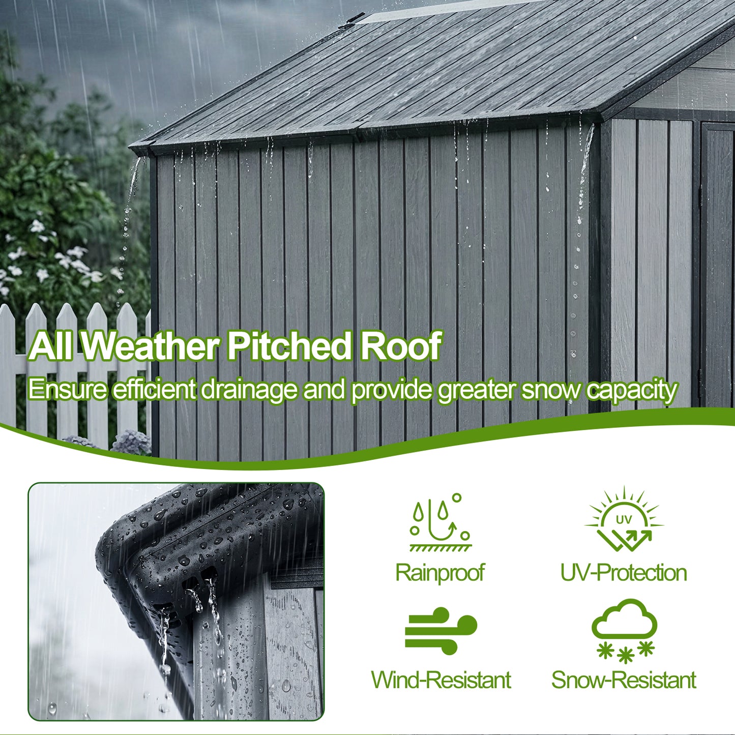 Outdoor Resin Storage Shed with Windows, Mesh Vents and Lockable Door