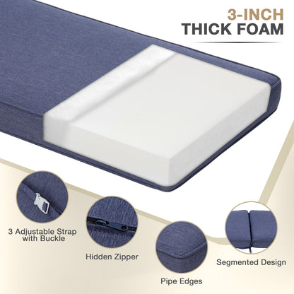 72x21x3 inch Patio Chaise Lounger Cushions Set of 2 - Dark Blue